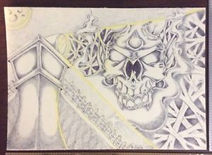 300x220 original art drawing skull prison tower theme hansen ebay - Tower Drawing