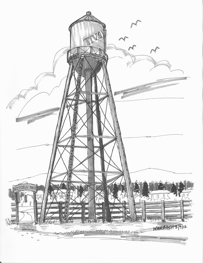 696x900 Tivoli Water Tower Drawing - Tower Drawing