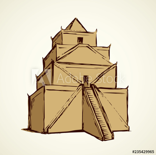 500x498 Tower Of Babel Vector Drawing - Tower Of Babel Drawing