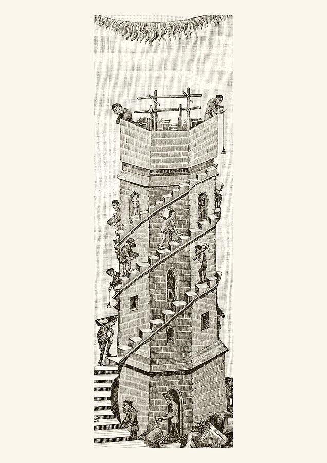 636x900 Construction Of The Tower Of Babel, In Drawing - Tower Of Babel Drawing
