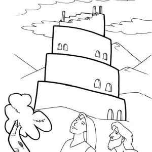 300x300 Free Online Coloring - Tower Of Babel Drawing