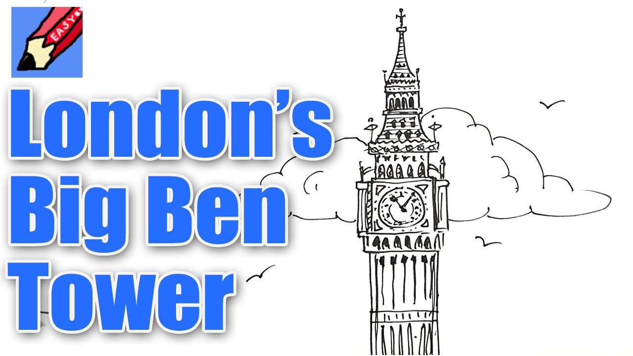 1280x720 how to draw london's big ben elizabeth tower real easy for kids - Tower Of London Drawing