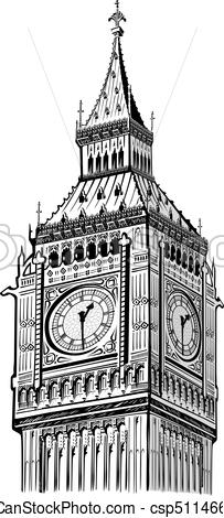 203x470 detail big ben tower vector, london symbol big ben tower vector - Tower Of London Drawing