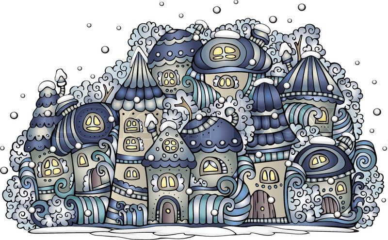800x495 Illustration Of Winter Fantasy Vector Stock Vector Colourbox - Town Drawing