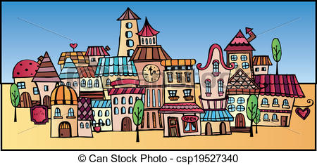 450x235 cartoon vector drawing town illustration of fantasy vector fairy - Town Drawing