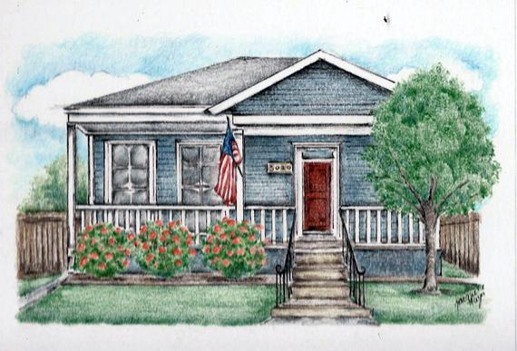 570x387 House Portrait House Drawing Building Drawing Townhouse Etsy - Townhouse Drawing