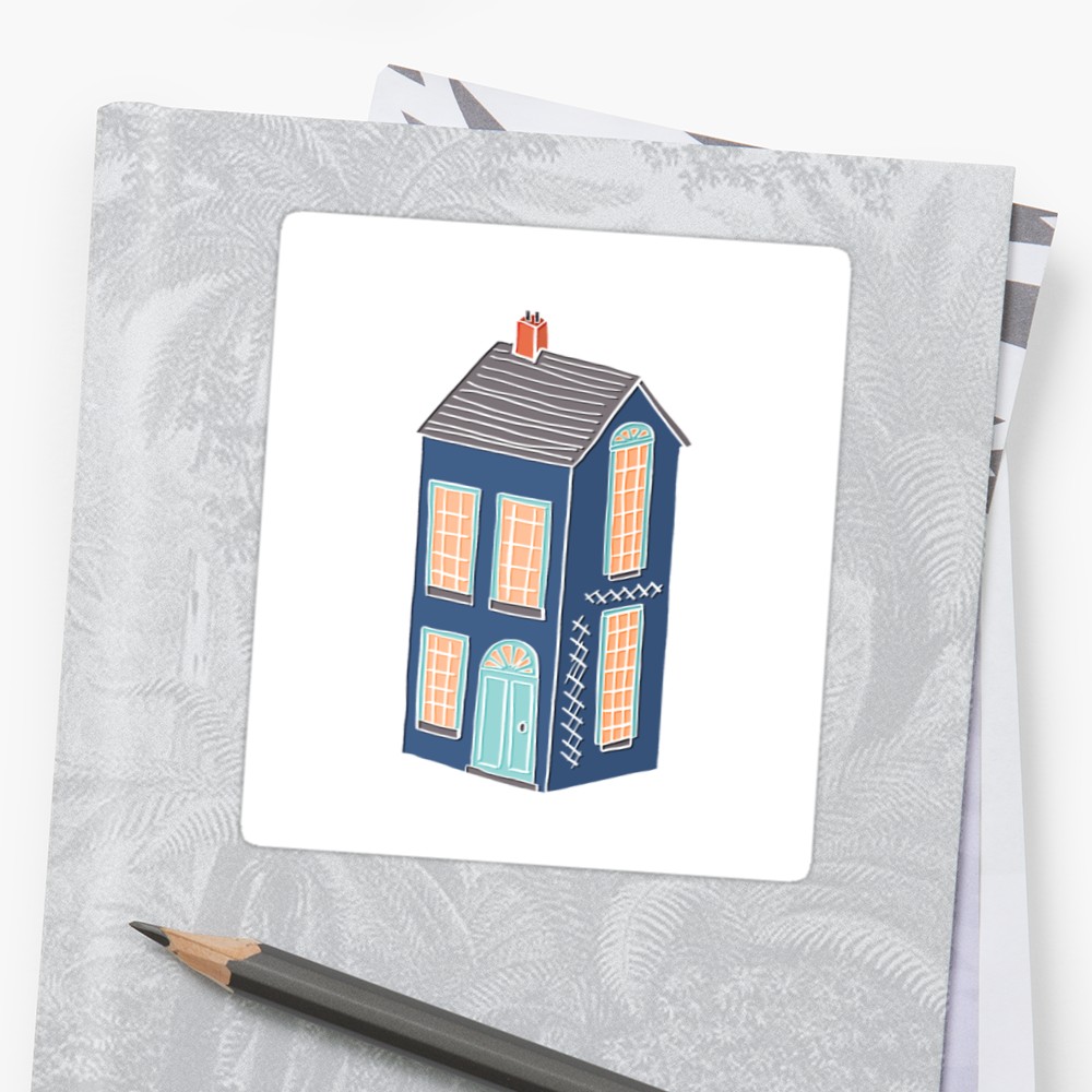 1000x1000 Little Townhouse Drawing Stickers - Townhouse Drawing