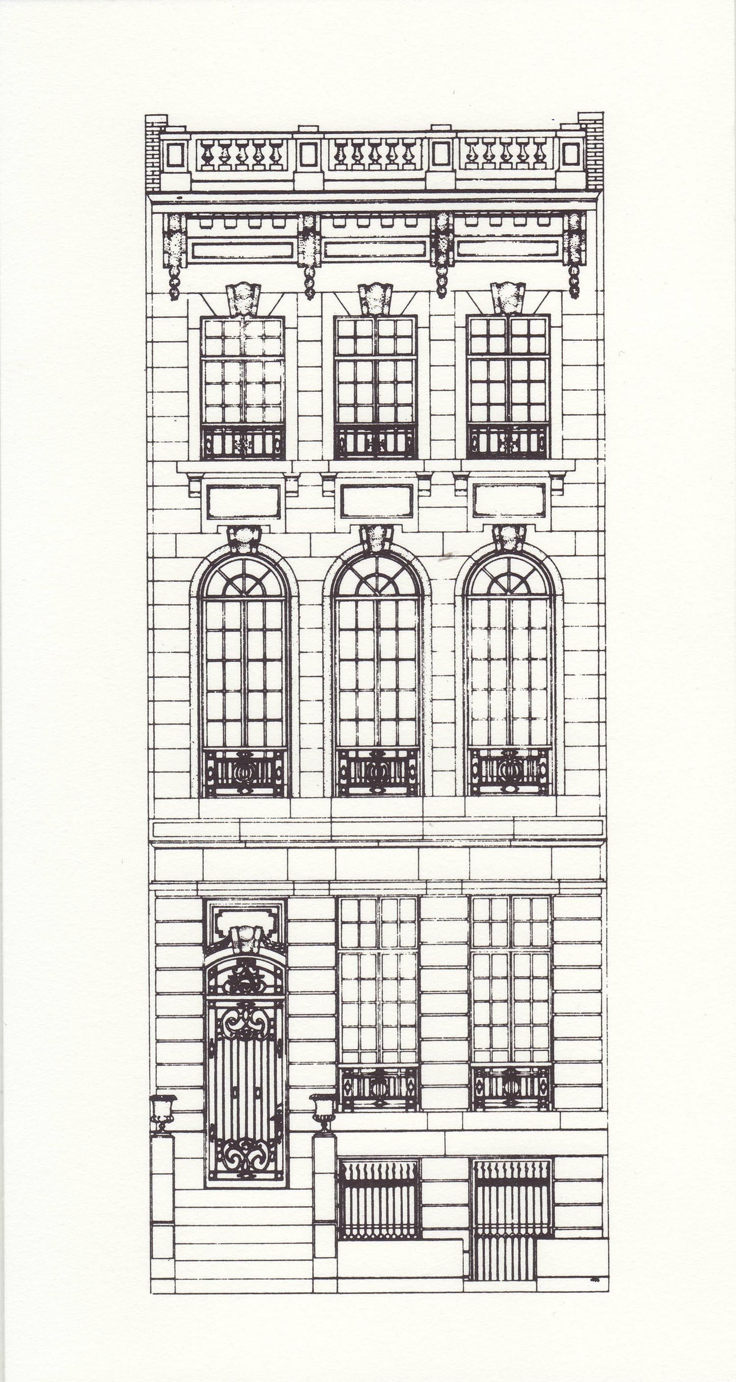 1500x2816 sketched townhouse note cards house of sketches facade - Townhouse Drawing