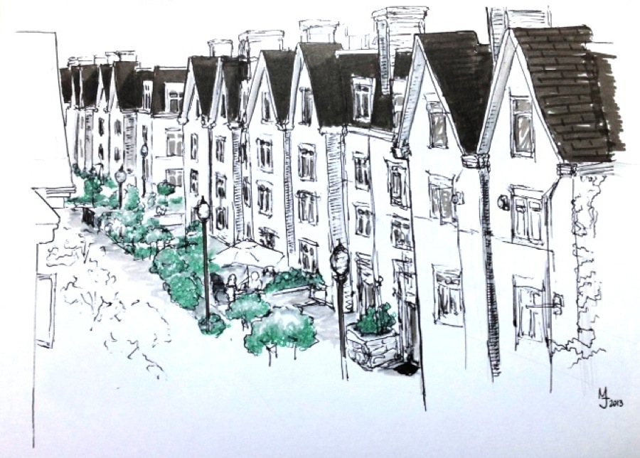 900x644 toronto urban sketchers townhouse perspective - Townhouse Drawing