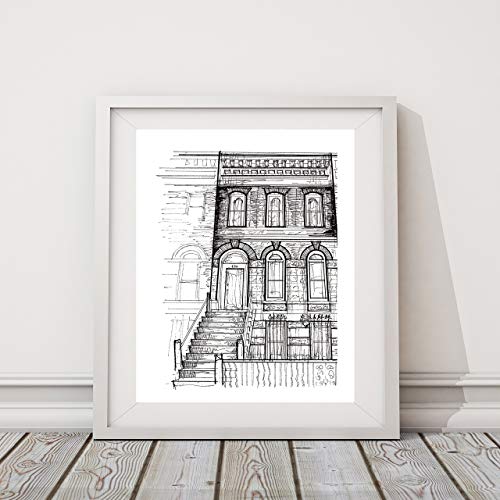 500x500 London Townhouse Drawing Wall Print - Townhouse Drawing