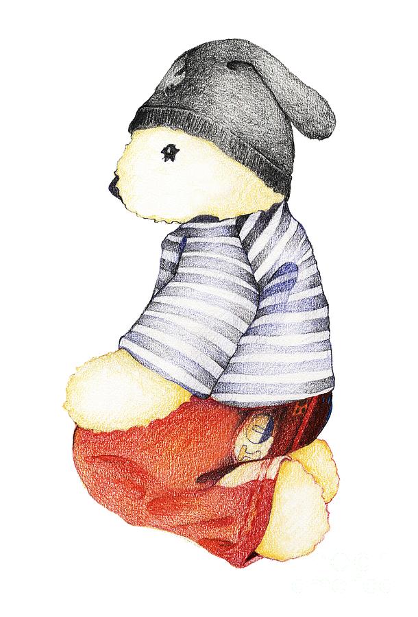 610x900 Hand Drawn Lovely Teddy Bear Sitting Down Drawing - Toy Bear Drawing