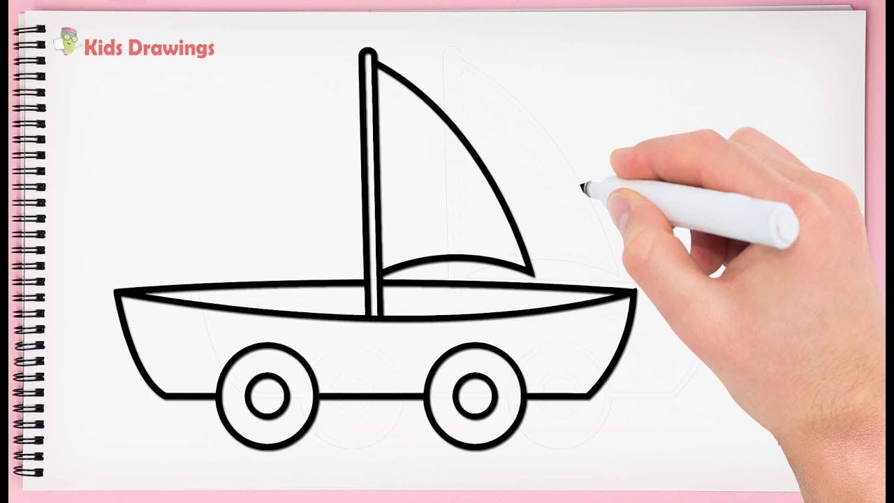 1280x720 How To Draw Boat Step - Toy Boat Drawing