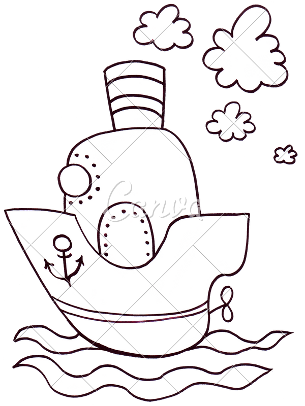 600x800 illustration of a toy boat - Toy Boat Drawing