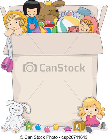 362x470 Girls Toy Box Background Illustration Featuring A Box Full - Toy Box Drawing