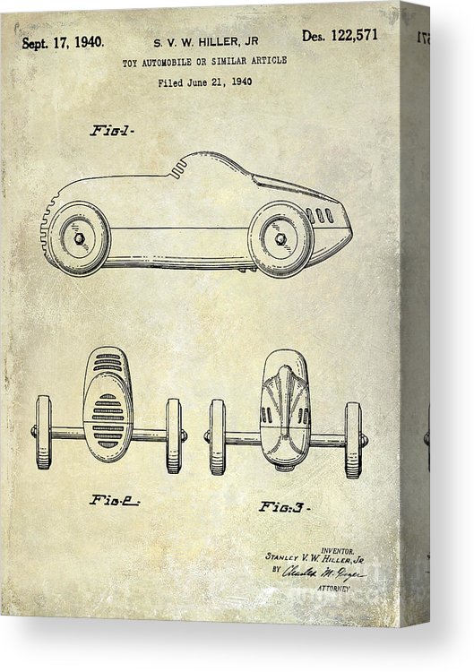 529x750 Toy Car Patent Drawing Canvas Print Canvas Art - Toy Car Drawing
