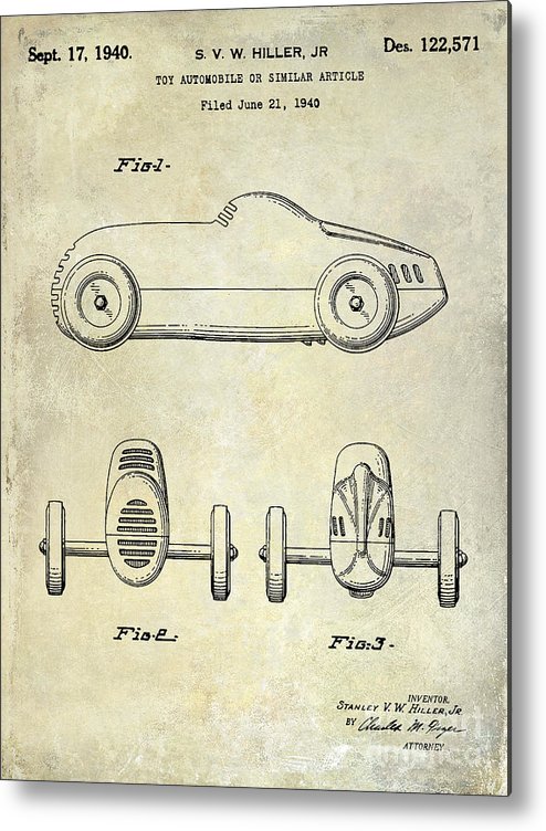494x752 Toy Car Patent Drawing Metal Print - Toy Car Drawing