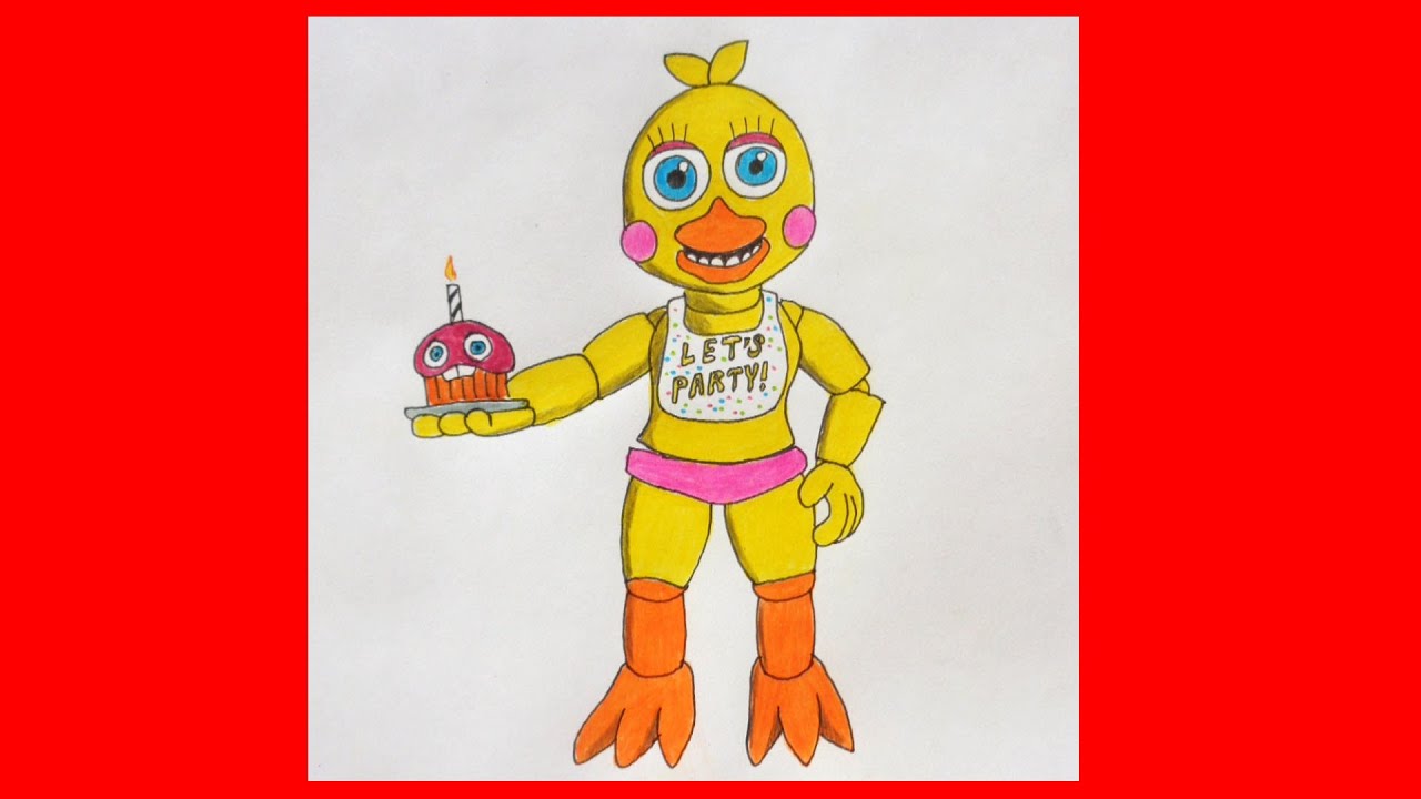 1280x720 how to draw adventure toy chica, five nights - Toy Chica Drawing