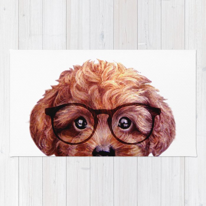 700x700 Toy Poodle Reddish Brown With Glasses Rug - Toy Poodle Drawing