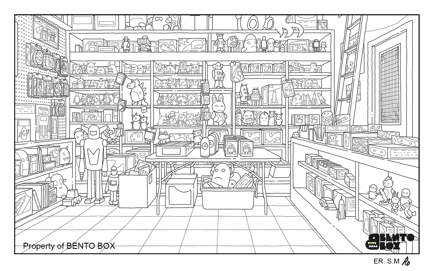 1500x939 Animation Backgrounds Illustration - Toy Shop Drawing