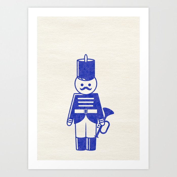 700x700 french toy soldier with bugle, drawing with letterpress effect - Toy Soldier Drawing