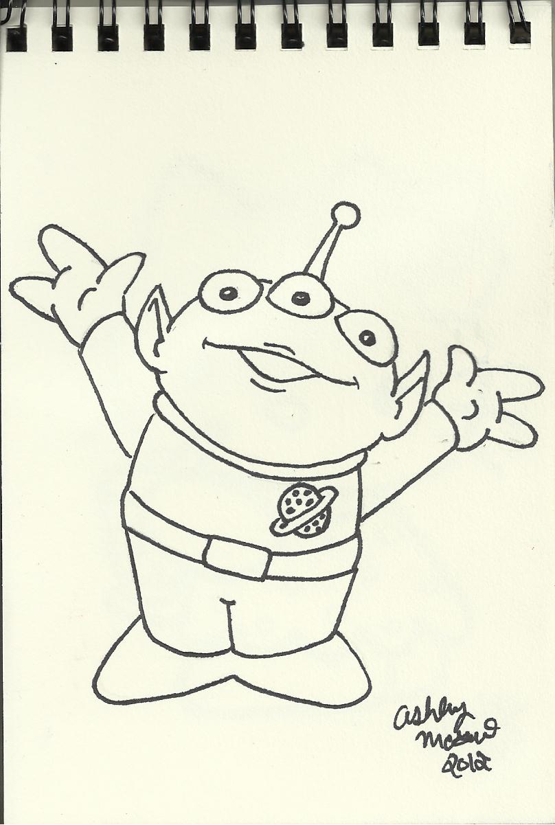 808x1201 Drawn Alien Watercolor - Toy Story Alien Drawing