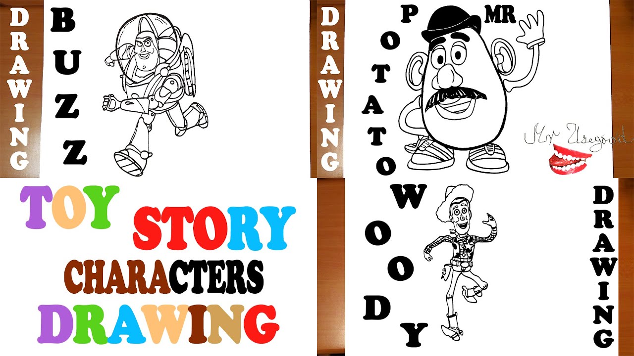 1280x720 how to draw toy story characters woody, buzz, mr potato head - Toy Story Characters Drawing