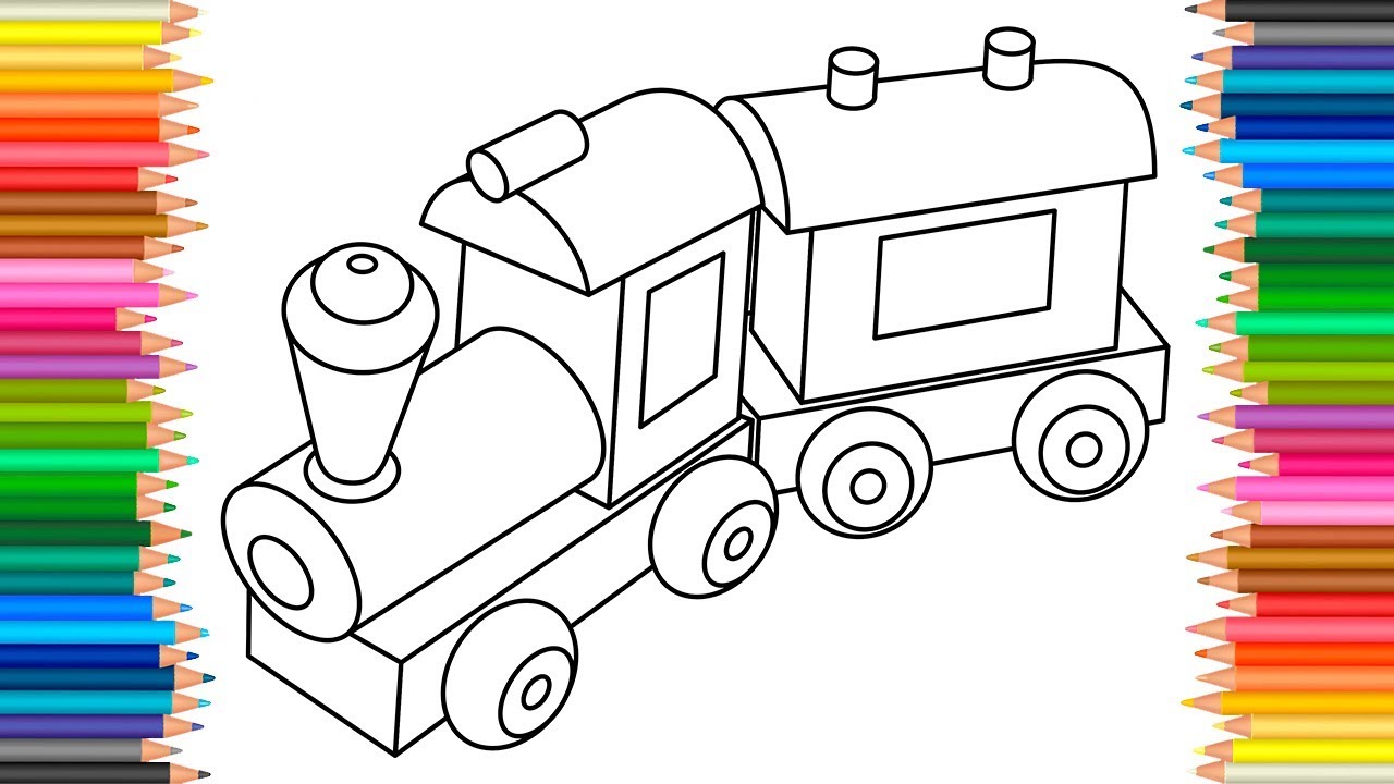 Рисуем поезд с детьми 3 4