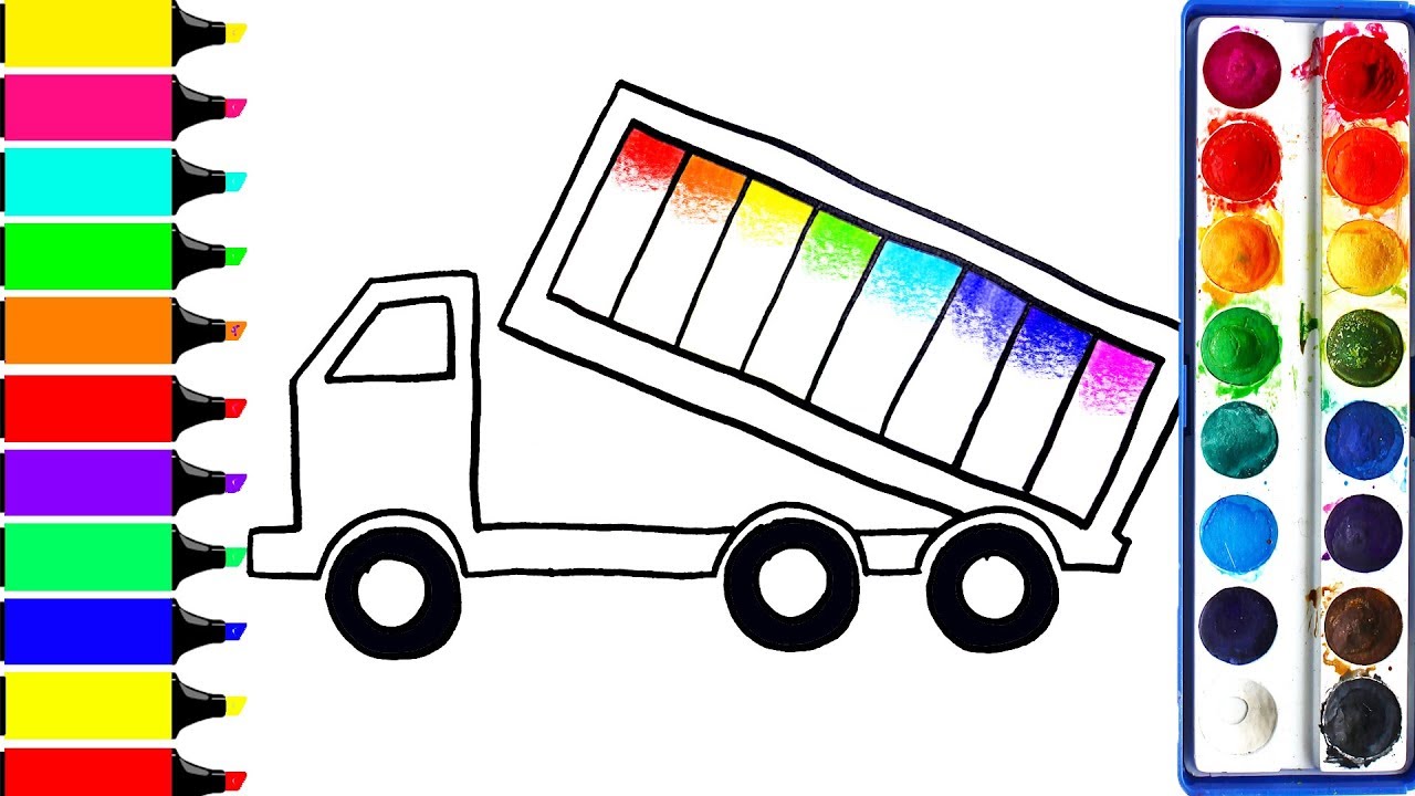 1280x720 Toy Truck Coloring Book Art Colors For Kids Learn Drawing - Toy Truck Drawing