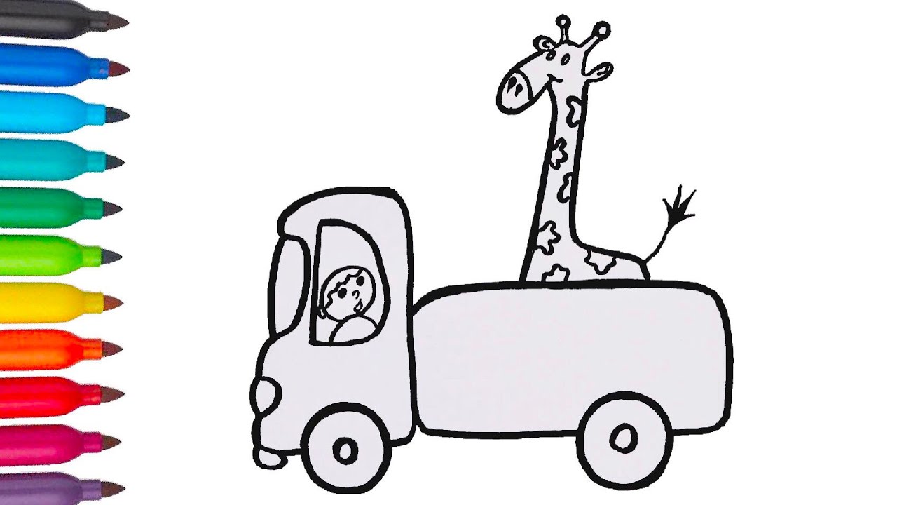 1280x720 toy truck and giraffe drawing for kids learn how to draw truck - Toy Truck Drawing