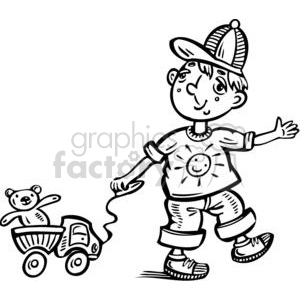 300x300 Boy Playing With His Toy Truck Clipart Royalty Free Clipart - Toy Truck Drawing