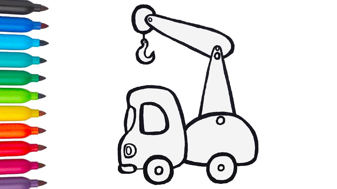 1280x720 Construction Toy Truck Drawing And Coloring For Kids Learn How - Toy Truck Drawing