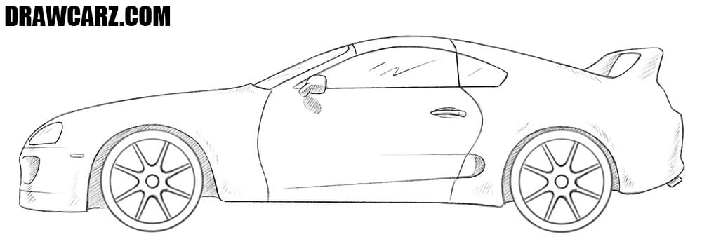 1000x348 how to draw a toyota supra drawcarz - Toyota Drawing