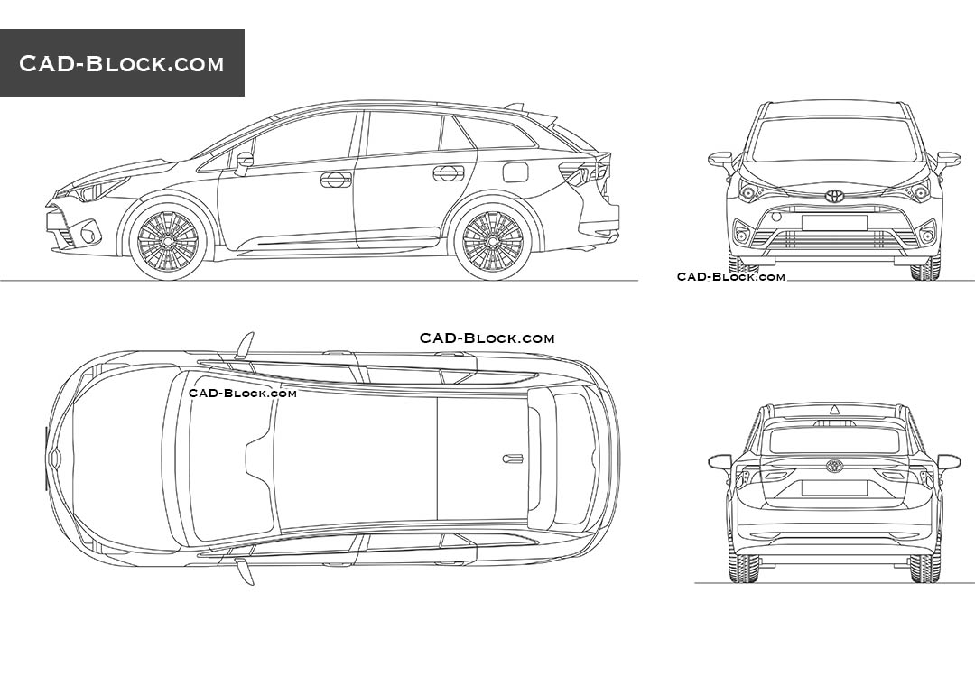 1080x760 toyota avensis wagon cad drawing, autocad dwg model - Toyota Drawing
