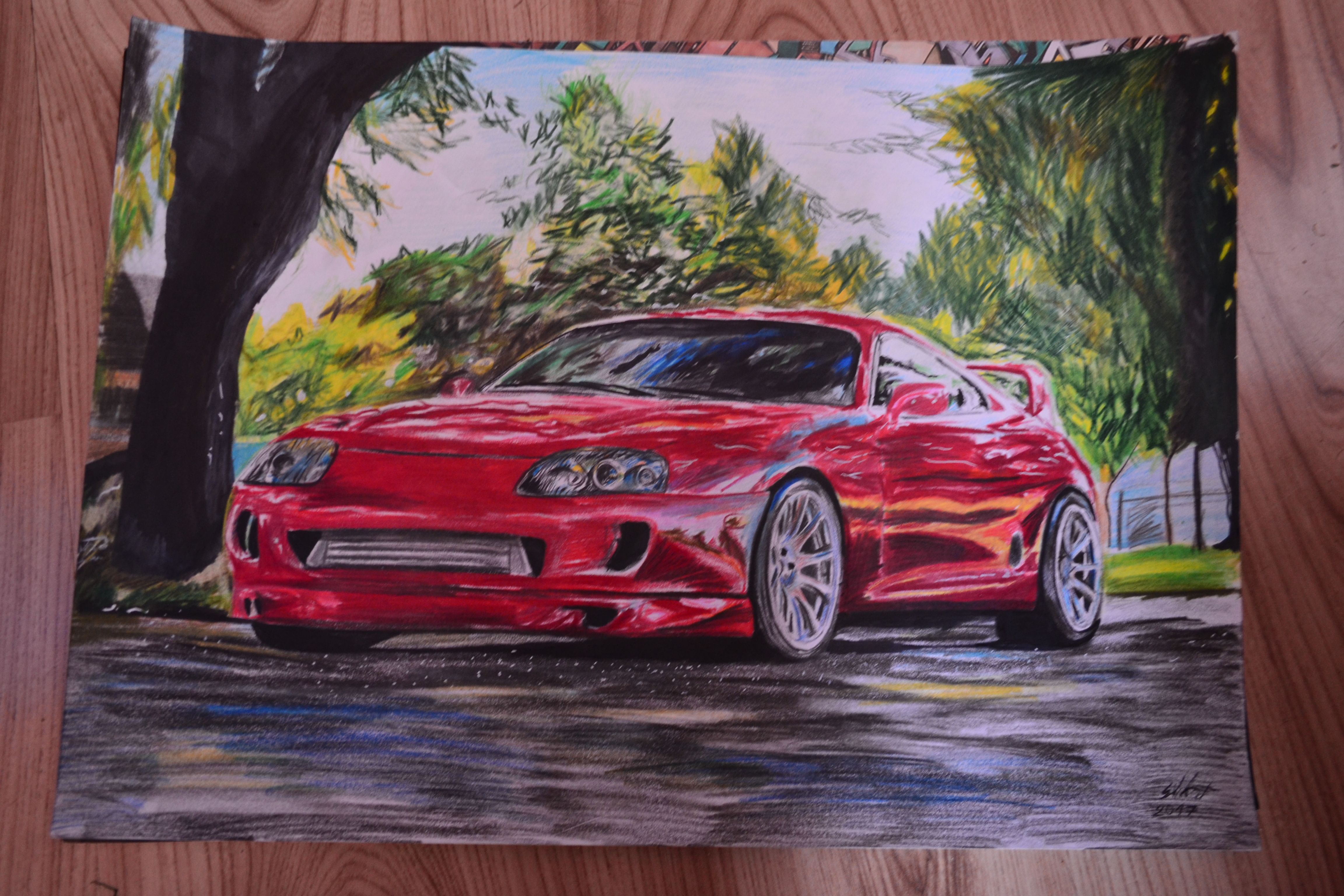 Toyota Supra Drawing Back View