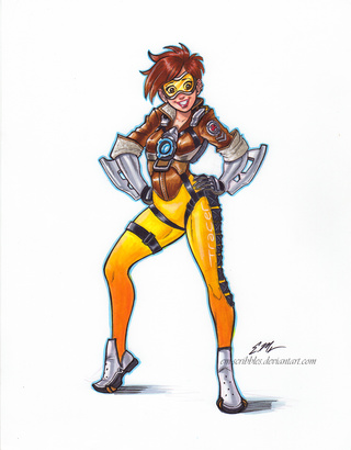 320x410 here's a drawing of tracer from overwatch done with copic markers - Tracer Drawing
