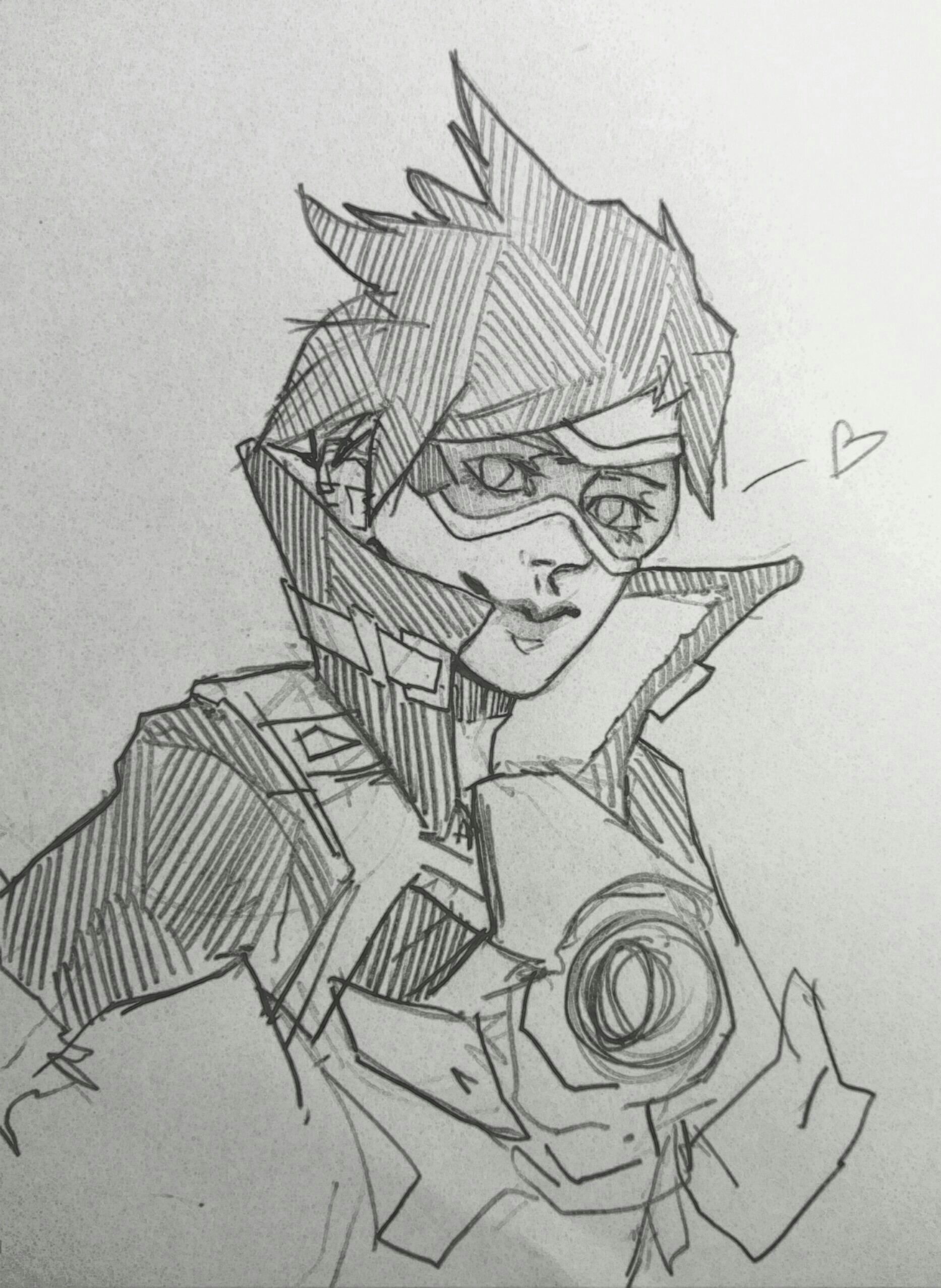 1866x2553 Tracer Overwatch Sketch Drawing - Tracer Drawing
