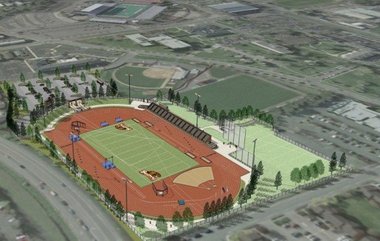 380x241 oregon state track groundbreaking dick fosbury among plus - Track And Field Drawing