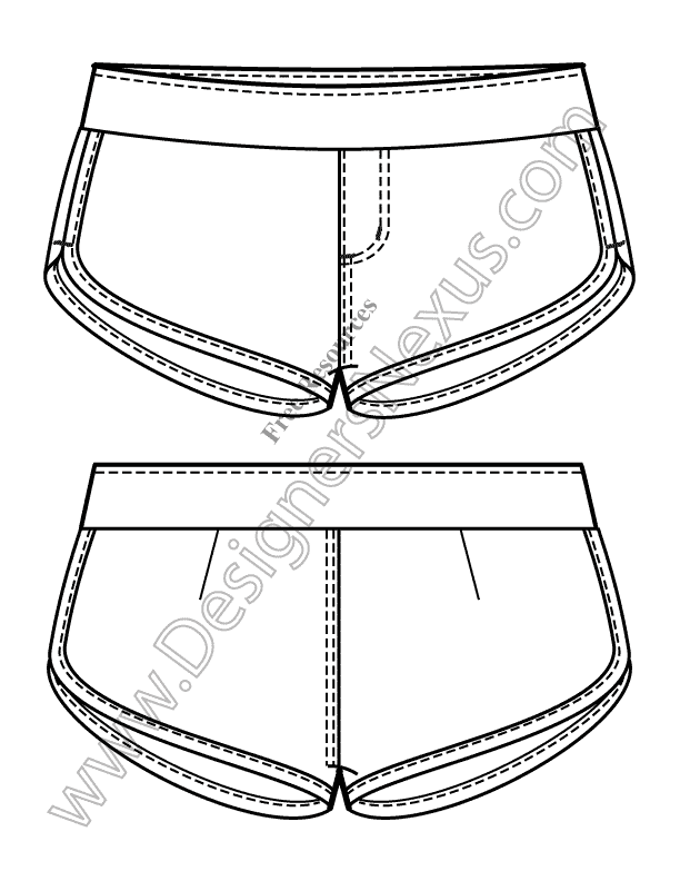 612x792 knit flats track shorts free illustrator fashion technical - Track Drawing
