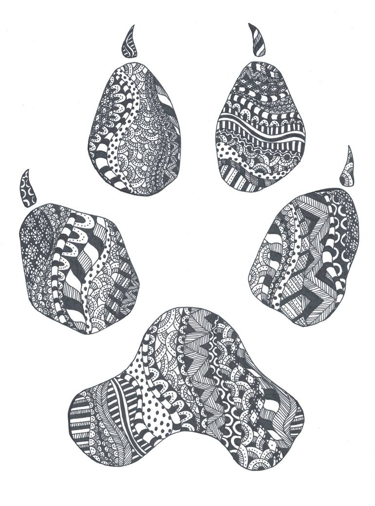 770x1039 Wolf Track Drawing - Track Drawing