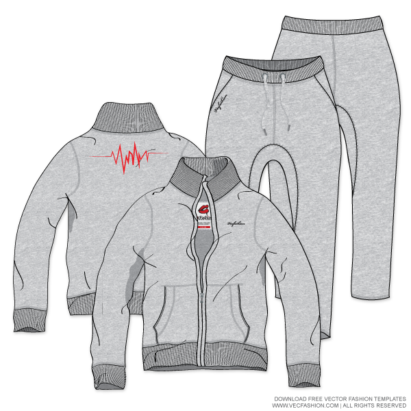 600x600 men running tracksuit with drop crotch pants jacket vector - Tracksuit Drawing