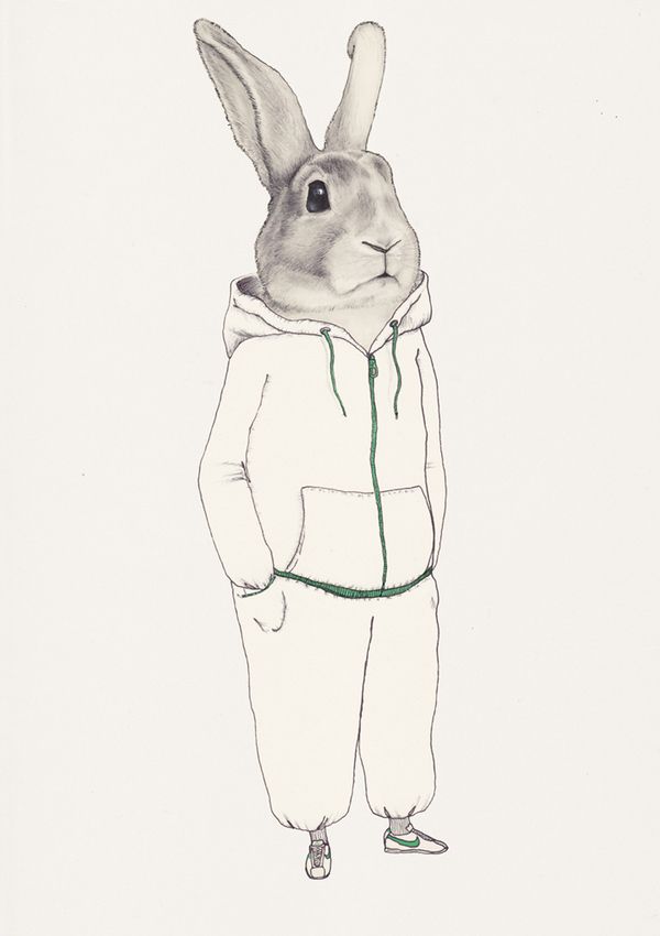 600x850 rabbit bunny person human tracksuit drawing quirky - Tracksuit Drawing