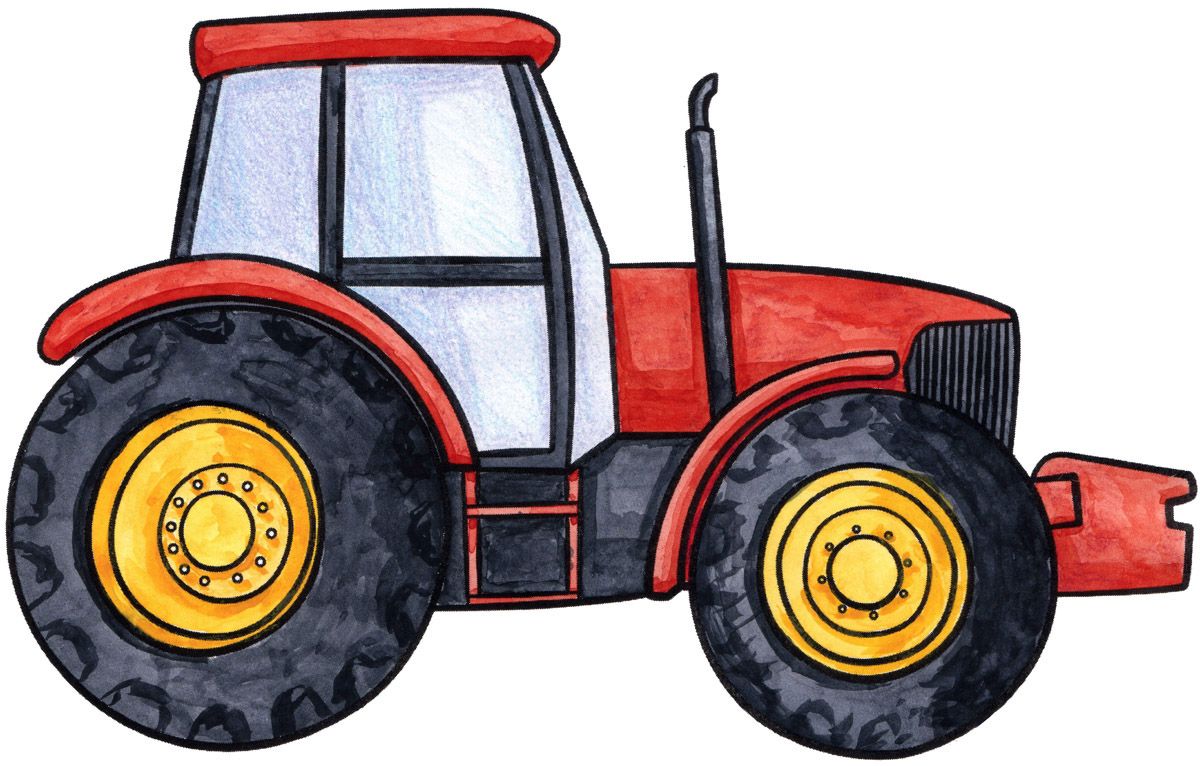 1200x766 How To Draw A Beautiful Red Tractor! Car Drawings, Drawing - Tractor Drawing