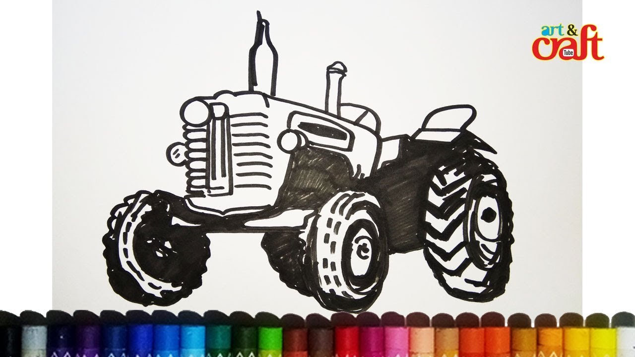 1280x720 How To Draw A Tractor Easy Step - Tractor Drawing Easy