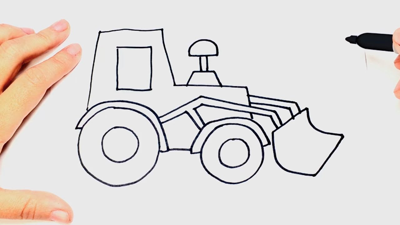 1280x720 How To Draw A Tractor Step - Tractor Drawing Easy