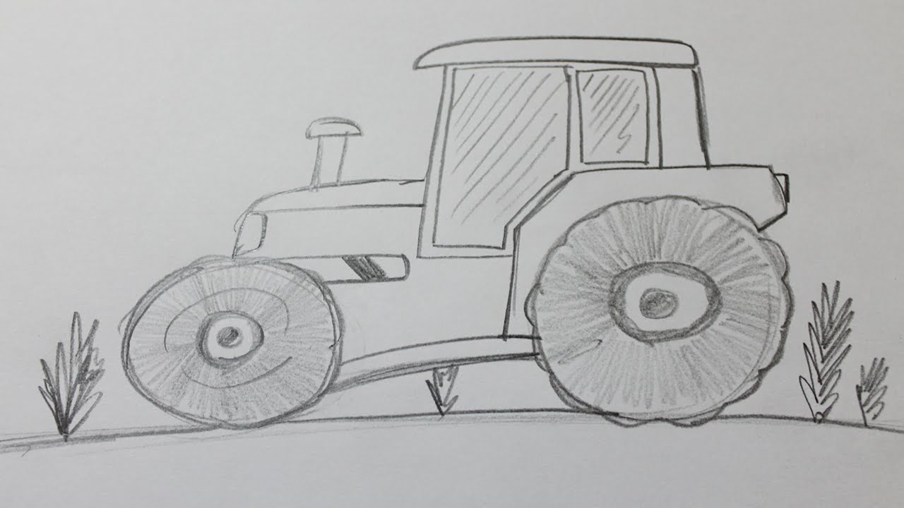 1280x720 How To Draw A Tractor - Tractor Drawing Easy