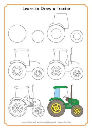 320x452 How To Draw A Tractor Tutorial Easy Pencil Pattern Idea Rocks - Tractor Drawing Easy