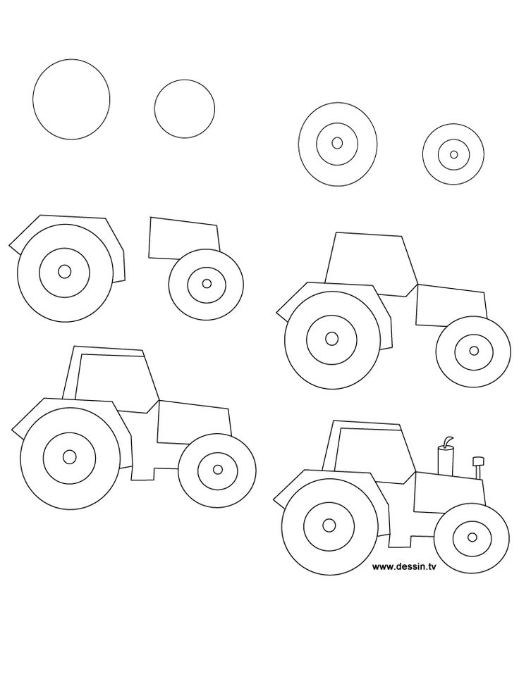Tractor Drawing Step By Step - Farm Tractors