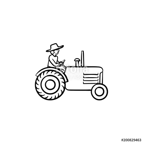 500x500 man driving tractor hand drawn outline doodle icon farmer working - Tractor Outline Drawing