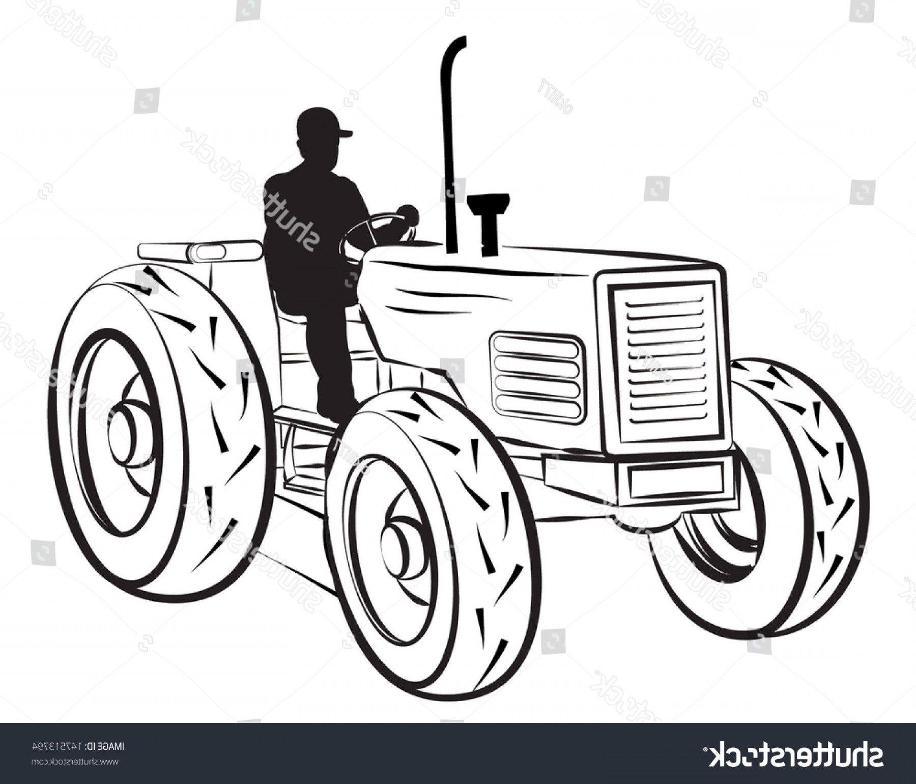 1800x1540 Sumptuous Tractor Outline Vector Illustration Of A Silhouette - Tractor Outline Drawing