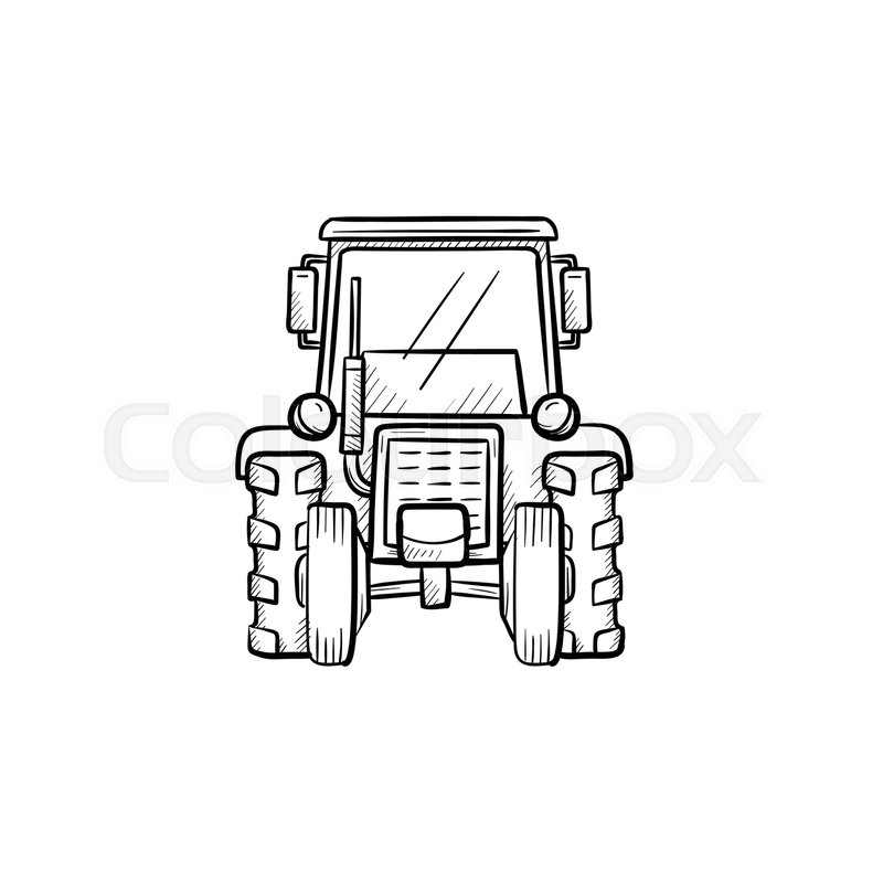 800x800 Vector Hand Drawn Tractor Outline Stock Vector Colourbox - Tractor Outline Drawing